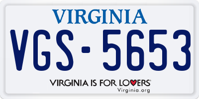VA license plate VGS5653