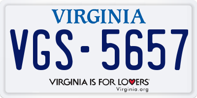 VA license plate VGS5657