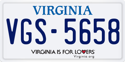 VA license plate VGS5658