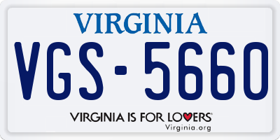 VA license plate VGS5660