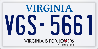 VA license plate VGS5661