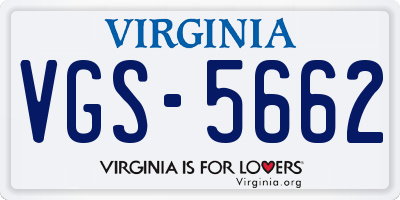 VA license plate VGS5662