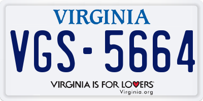 VA license plate VGS5664