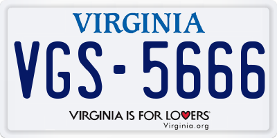 VA license plate VGS5666