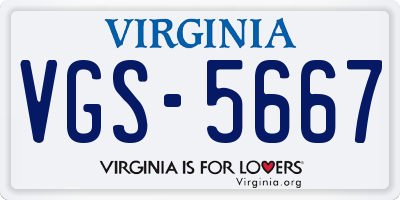 VA license plate VGS5667