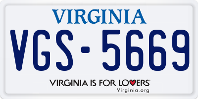 VA license plate VGS5669