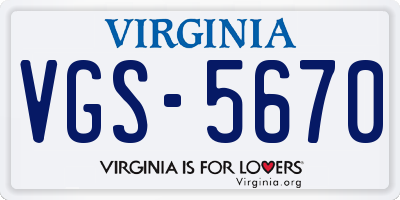 VA license plate VGS5670