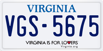 VA license plate VGS5675