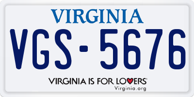 VA license plate VGS5676
