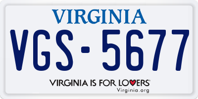 VA license plate VGS5677