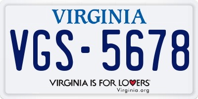 VA license plate VGS5678