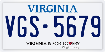 VA license plate VGS5679