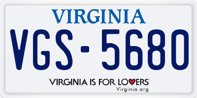 VA license plate VGS5680