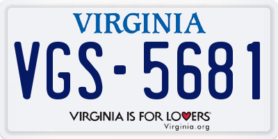 VA license plate VGS5681