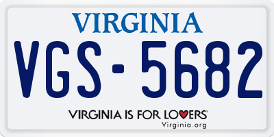 VA license plate VGS5682