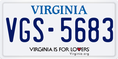 VA license plate VGS5683
