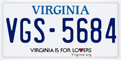 VA license plate VGS5684