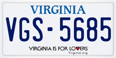 VA license plate VGS5685