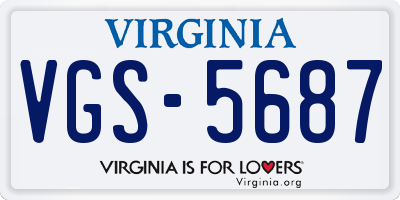 VA license plate VGS5687