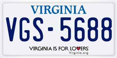 VA license plate VGS5688