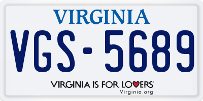 VA license plate VGS5689