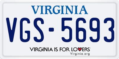 VA license plate VGS5693