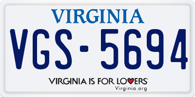 VA license plate VGS5694