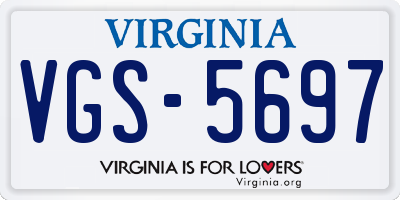 VA license plate VGS5697