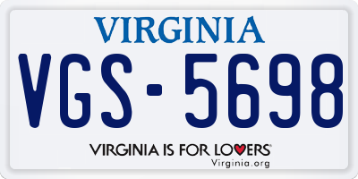 VA license plate VGS5698