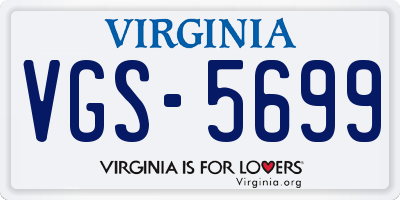 VA license plate VGS5699