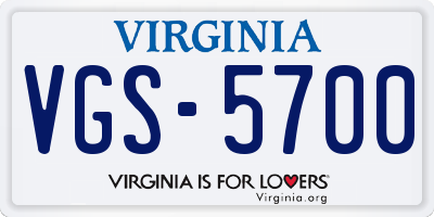 VA license plate VGS5700