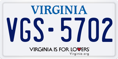 VA license plate VGS5702