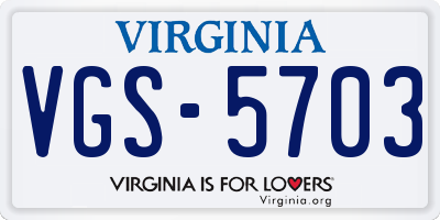 VA license plate VGS5703