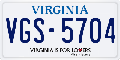 VA license plate VGS5704