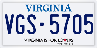 VA license plate VGS5705