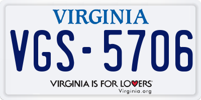 VA license plate VGS5706
