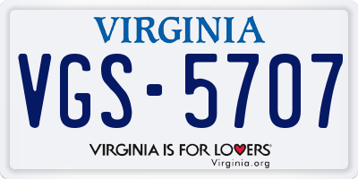 VA license plate VGS5707