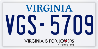 VA license plate VGS5709