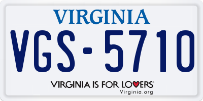 VA license plate VGS5710