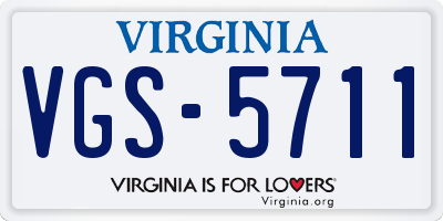 VA license plate VGS5711