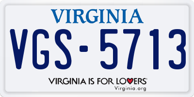 VA license plate VGS5713