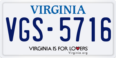 VA license plate VGS5716
