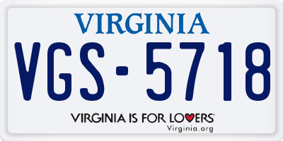 VA license plate VGS5718