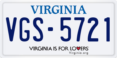 VA license plate VGS5721