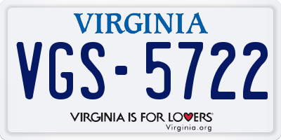 VA license plate VGS5722
