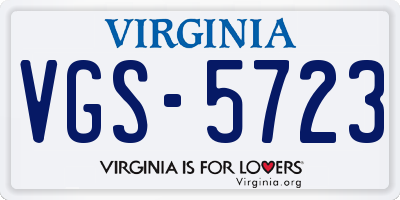 VA license plate VGS5723
