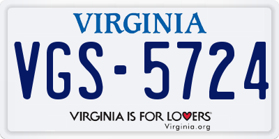 VA license plate VGS5724