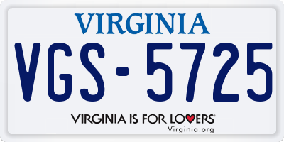 VA license plate VGS5725