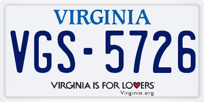 VA license plate VGS5726