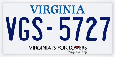 VA license plate VGS5727